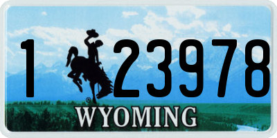 WY license plate 123978
