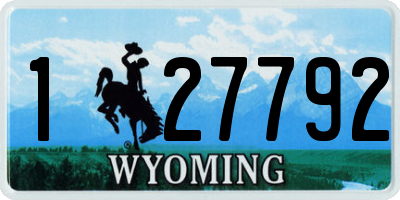WY license plate 127792