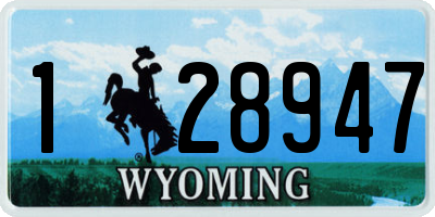 WY license plate 128947