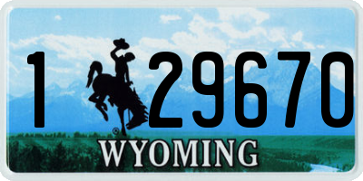 WY license plate 129670