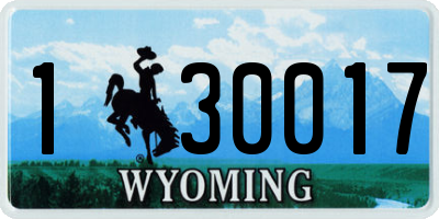 WY license plate 130017