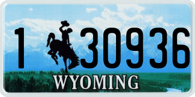 WY license plate 130936