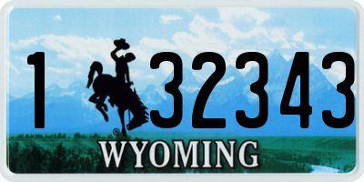 WY license plate 132343