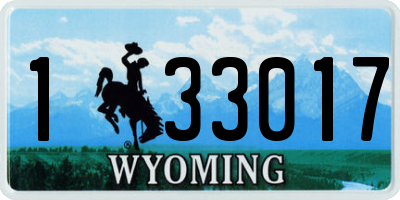 WY license plate 133017