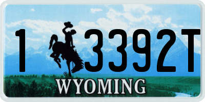 WY license plate 13392T