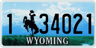 WY license plate 134021