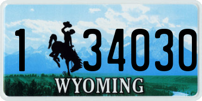 WY license plate 134030