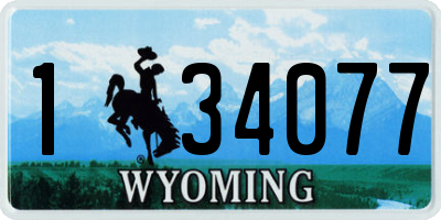 WY license plate 134077