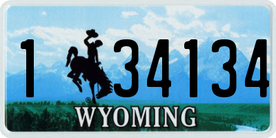 WY license plate 134134