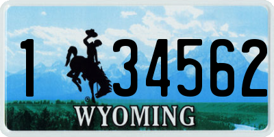 WY license plate 134562