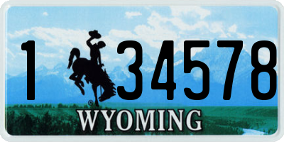 WY license plate 134578