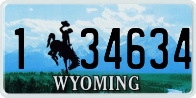 WY license plate 134634