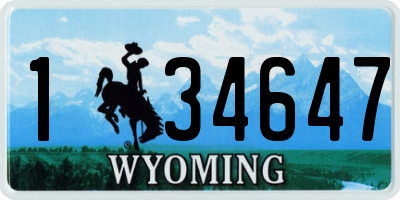 WY license plate 134647