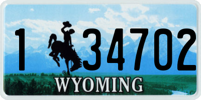 WY license plate 134702