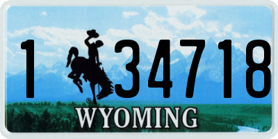WY license plate 134718