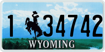 WY license plate 134742