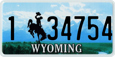 WY license plate 134754