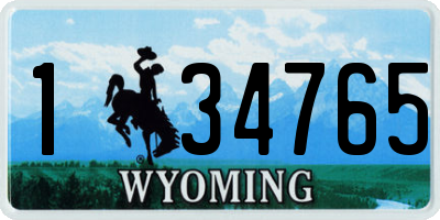 WY license plate 134765
