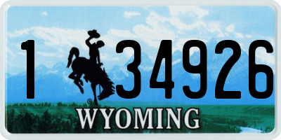 WY license plate 134926