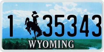 WY license plate 135343