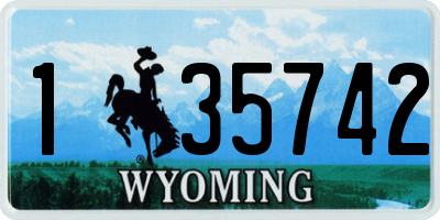 WY license plate 135742