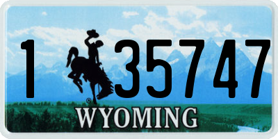 WY license plate 135747