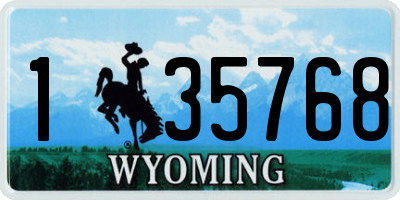 WY license plate 135768
