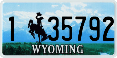 WY license plate 135792
