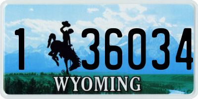WY license plate 136034