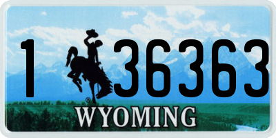 WY license plate 136363