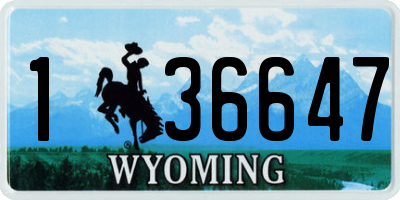 WY license plate 136647