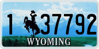 WY license plate 137792