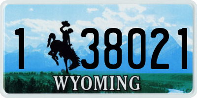 WY license plate 138021