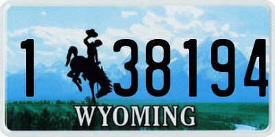 WY license plate 138194