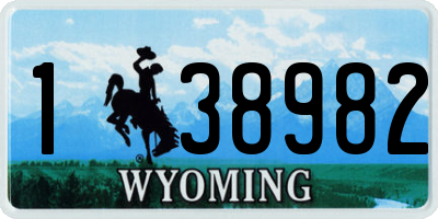 WY license plate 138982