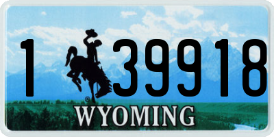 WY license plate 139918