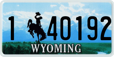 WY license plate 140192