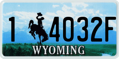 WY license plate 14032F