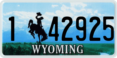 WY license plate 142925