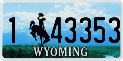 WY license plate 143353