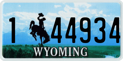 WY license plate 144934
