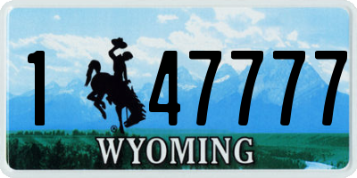 WY license plate 147777