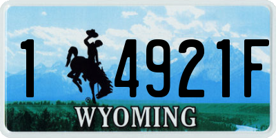 WY license plate 14921F