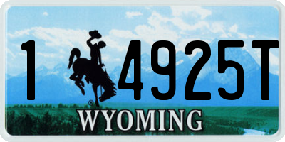 WY license plate 14925T