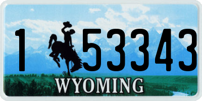 WY license plate 153343