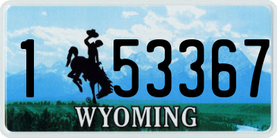 WY license plate 153367