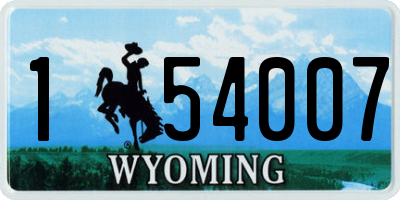 WY license plate 154007