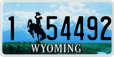 WY license plate 154492