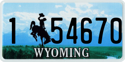 WY license plate 154670