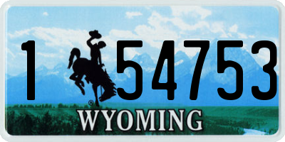 WY license plate 154753